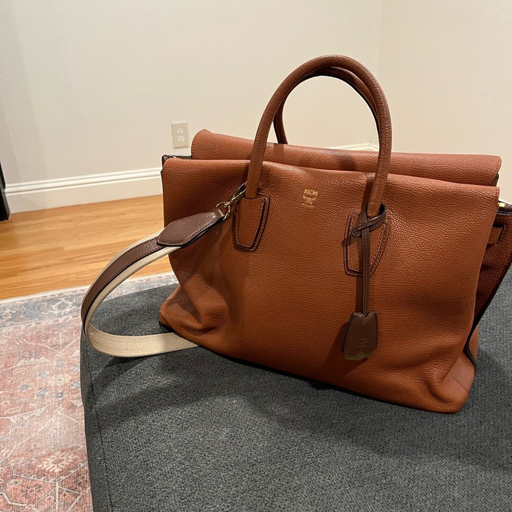 Authentic MCM Large Mila Tote in brown